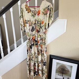 SHEIN Cream Floral Maxi Dress